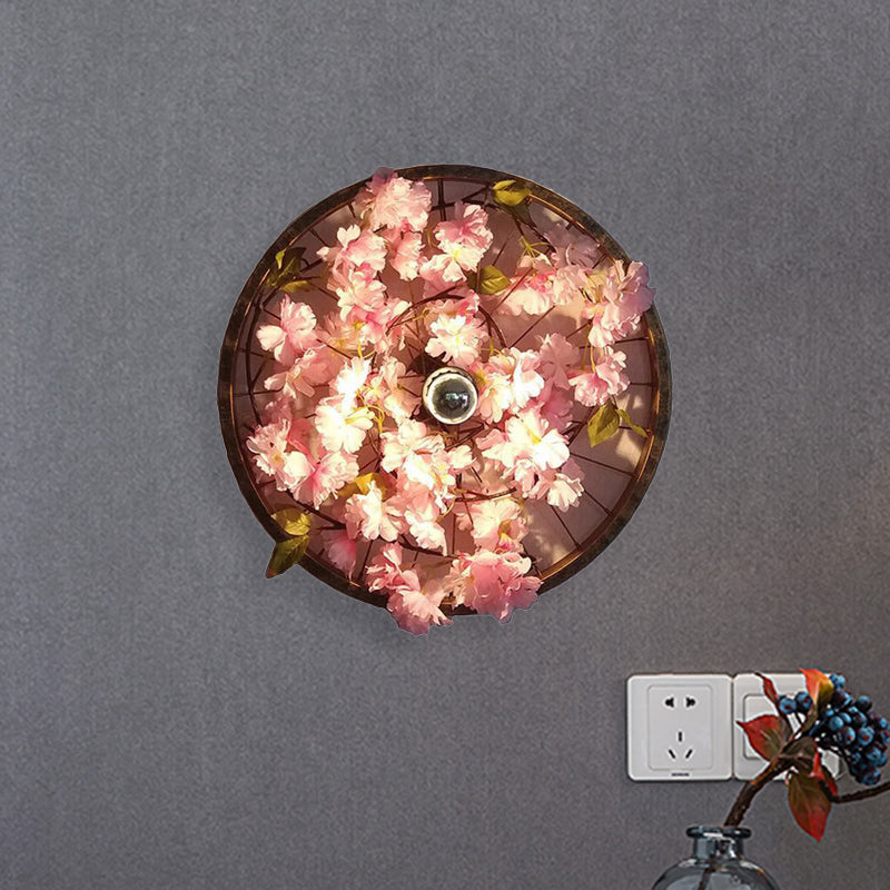 Frendorf | LED Wandleuchte Industrielles Restaurant Blume Wandmontage Lichtarmatur mit Rad Metallschirm in Schwarz, 12,5"/19"/23" Durchmesser