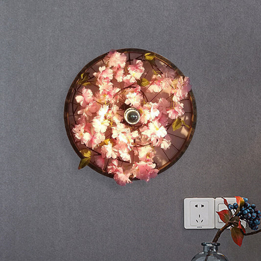 Frendorf | LED Wandleuchte Industrielles Restaurant Blume Wandmontage Lichtarmatur mit Rad Metallschirm in Schwarz, 12,5"/19"/23" Durchmesser
