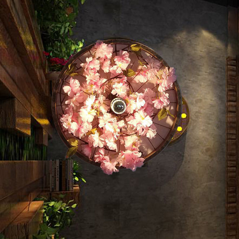 Frendorf | LED Wandleuchte Industrielles Restaurant Blume Wandmontage Lichtarmatur mit Rad Metallschirm in Schwarz, 12,5"/19"/23" Durchmesser