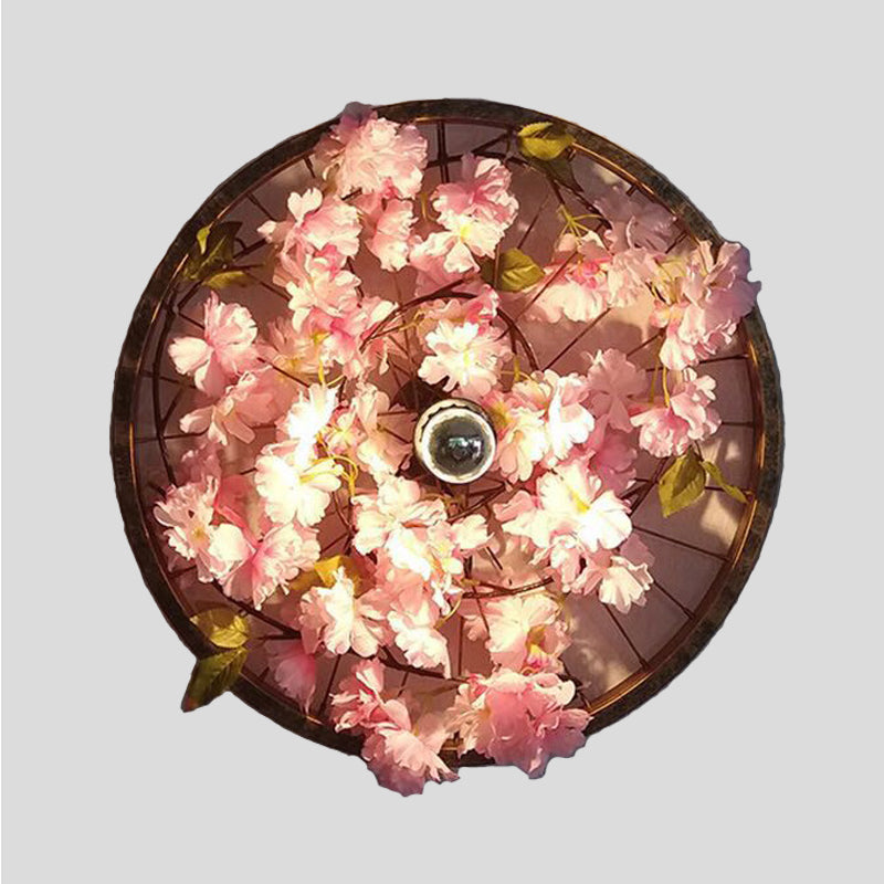 Frendorf | LED Wandleuchte Industrielles Restaurant Blume Wandmontage Lichtarmatur mit Rad Metallschirm in Schwarz, 12,5"/19"/23" Durchmesser