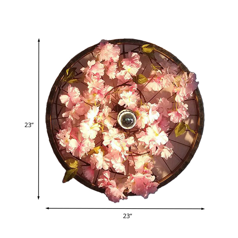Frendorf | LED Wandleuchte Industrielles Restaurant Blume Wandmontage Lichtarmatur mit Rad Metallschirm in Schwarz, 12,5"/19"/23" Durchmesser