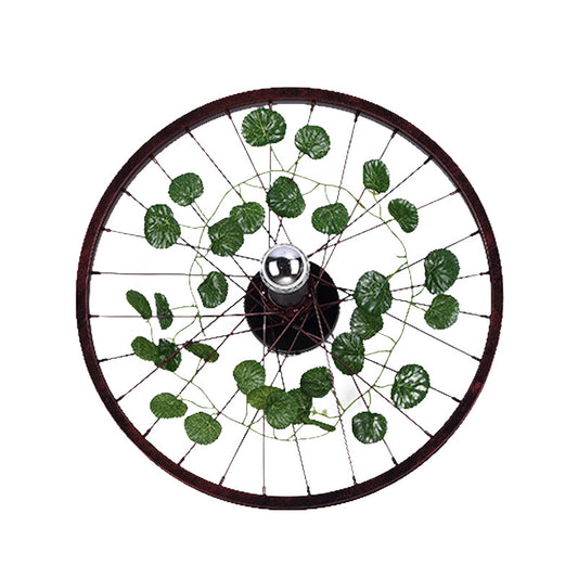 Frendorf | Rust Wheel Wandleuchte Industrie Metall 1 Glühbirne Restaurant LED Pflanzen Wandmontage Lampe, 12,5"/18"/21,5" Durchmesser