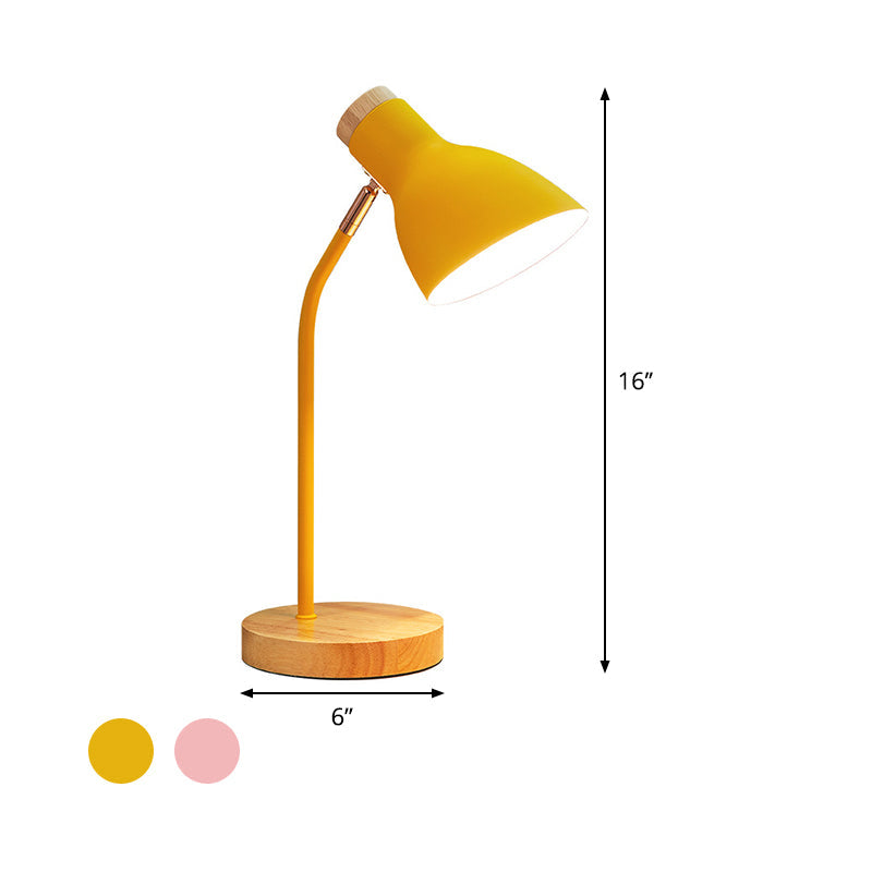 Weit ausgestellte Tischleuchte Macaron Metall 1 Glühbirne Pink/Gelb Kleine Schreibtischlampe mit drehbarem Knoten