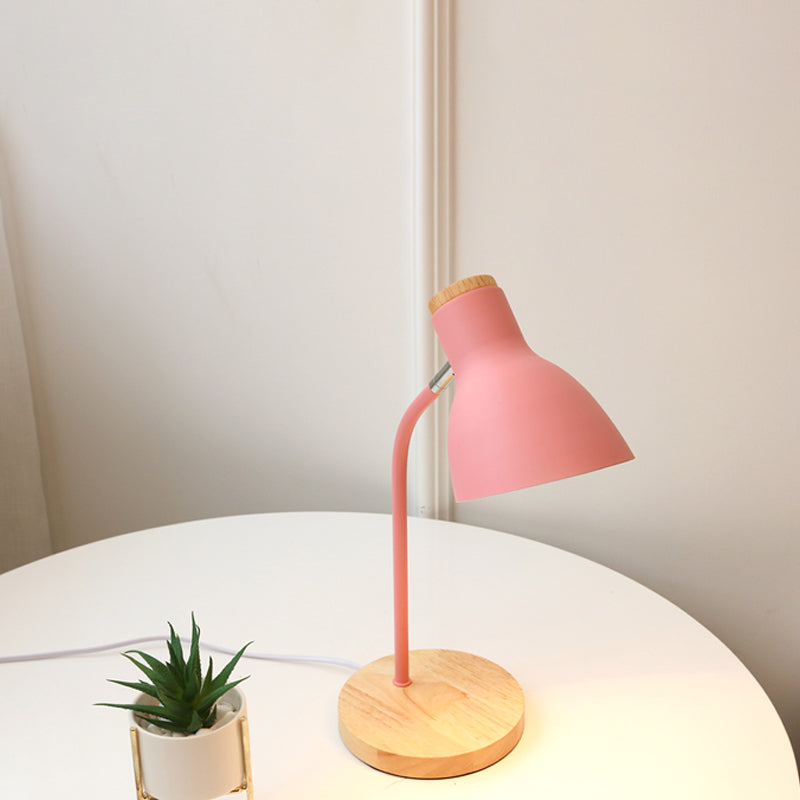 Weit ausgestellte Tischleuchte Macaron Metall 1 Glühbirne Pink/Gelb Kleine Schreibtischlampe mit drehbarem Knoten