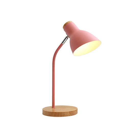 Weit ausgestellte Tischleuchte Macaron Metall 1 Glühbirne Pink/Gelb Kleine Schreibtischlampe mit drehbarem Knoten