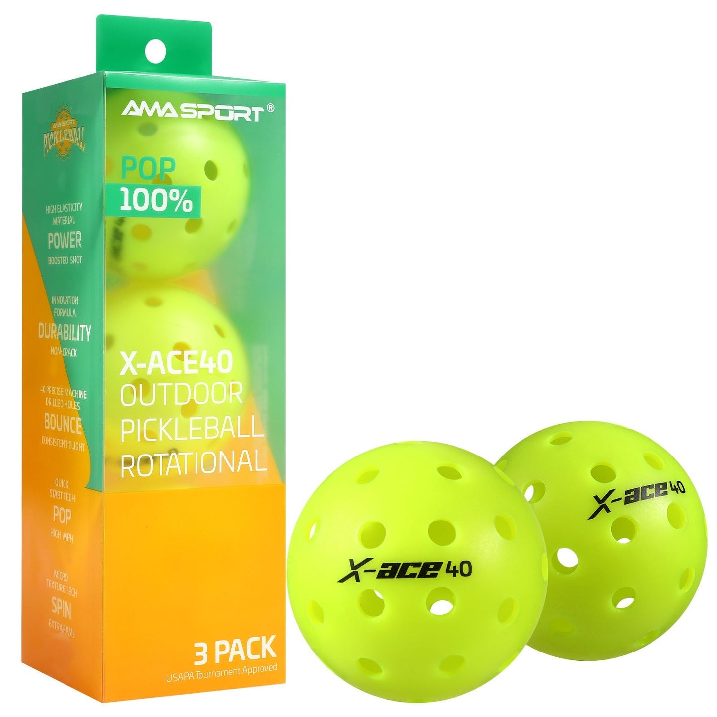 Frendorf | 40-Loch Pickleballs Set Outdoor Pickleball Bälle Rotational Leichtgewicht USAPA Pickleball Ball
