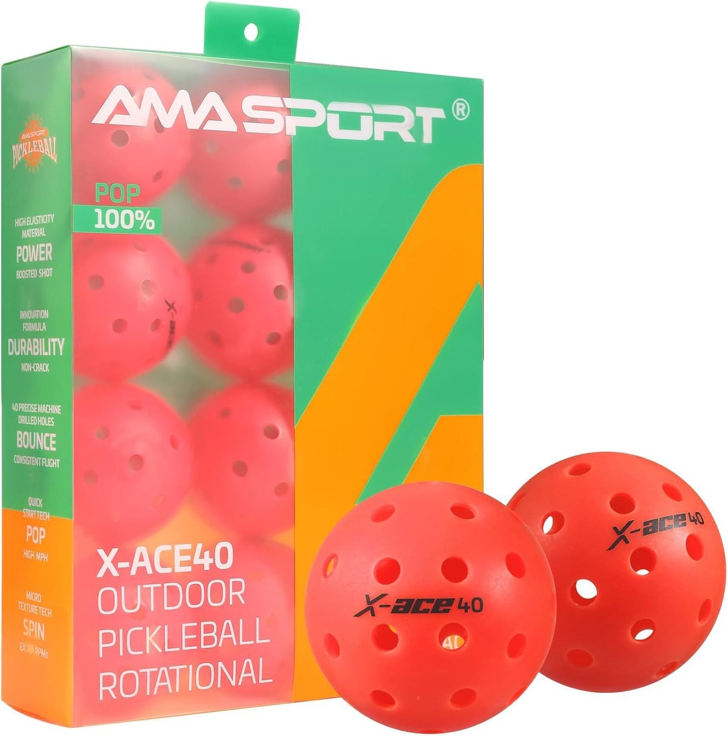 Frendorf | 40-Loch Pickleballs Set Outdoor Pickleball Bälle Rotational Leichtgewicht USAPA Pickleball Ball