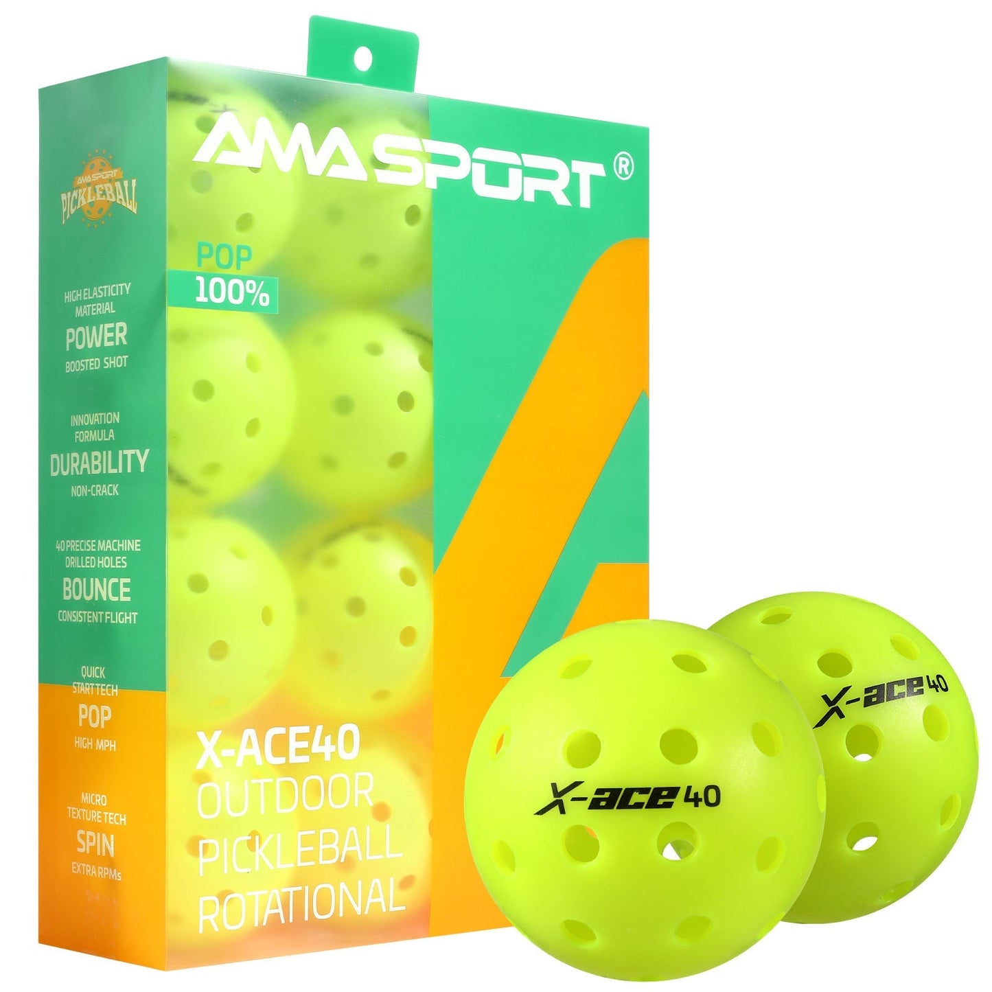Frendorf | 40-Loch Pickleballs Set Outdoor Pickleball Bälle Rotational Leichtgewicht USAPA Pickleball Ball