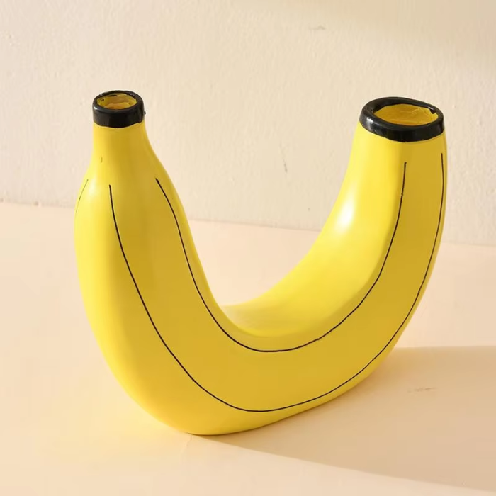 Frendorf | BananaBloom Design Keramik Vase | Kreative Dekoration für Zuhause | Moderne Bananenform | Boho Tischdeko