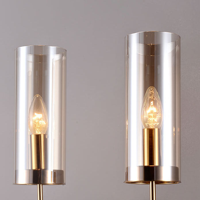 Frendorf | AstraGlas | Glas-Eisen Wandleuchte | 1- oder 2-flammig | Cognac & Hellblau