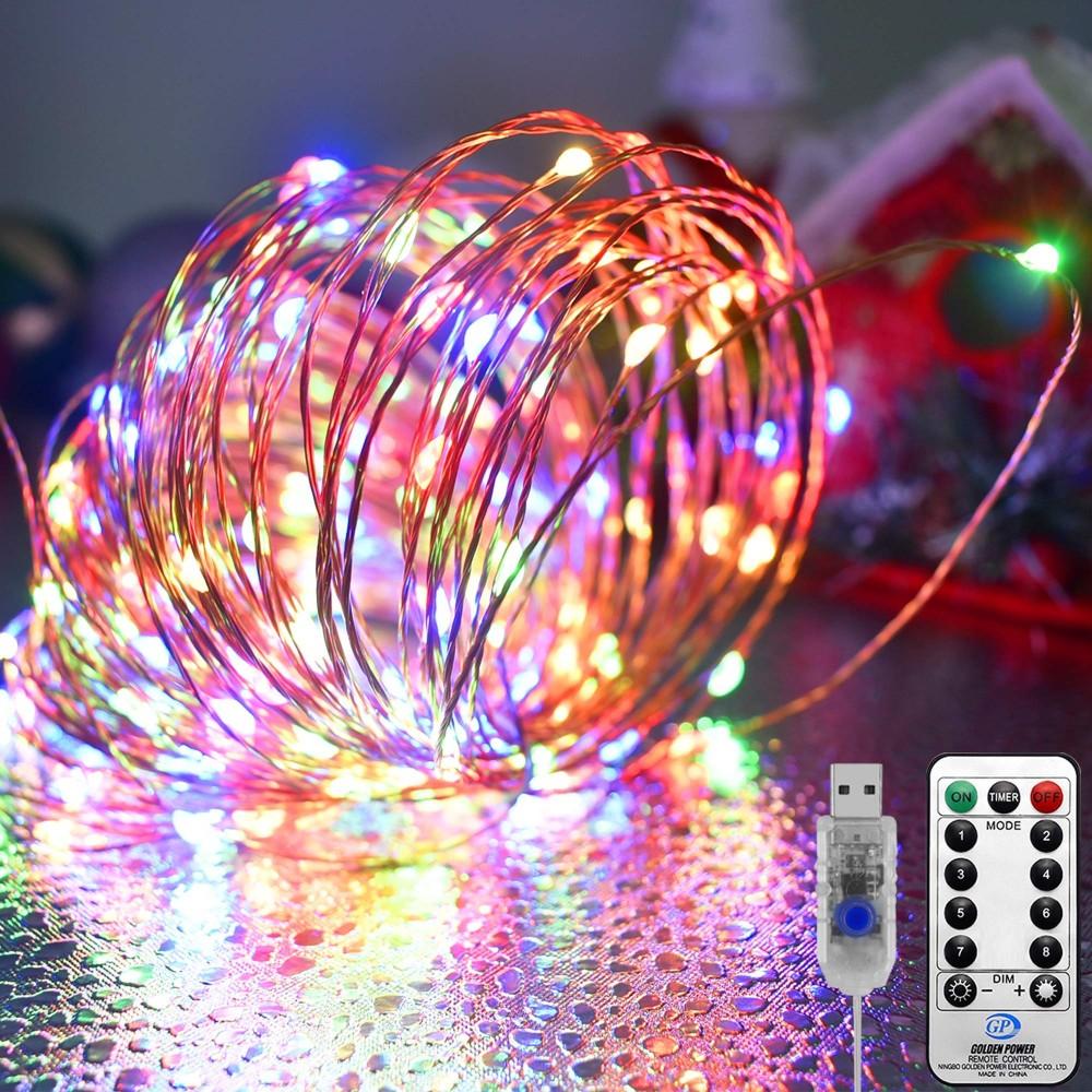 Frendorf | 40ft USB Wassertätig Fernbedienung LED Weihnachts-Lichterkette mit 8 Modi
