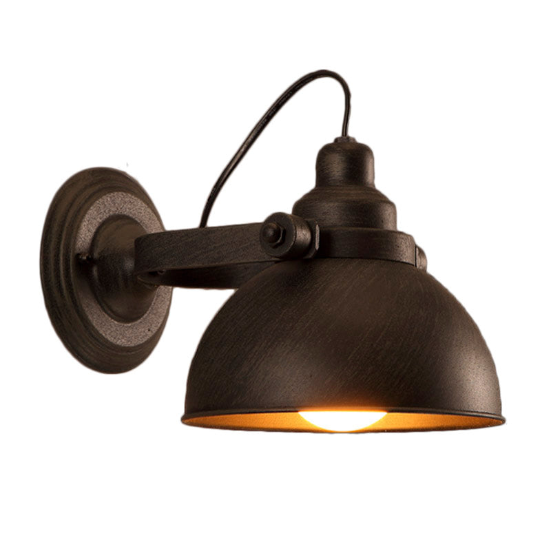 Frendorf | 1 Glühbirne Kuppel Wandlampe Licht Antik Stil Schwarz/Rost Schmiedeeisen Wandmontage Licht für Flur