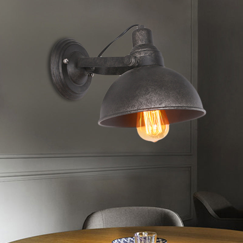 Frendorf | 1 Glühbirne Kuppel Wandlampe Licht Antik Stil Schwarz/Rost Schmiedeeisen Wandmontage Licht für Flur