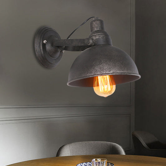 Frendorf | 1 Glühbirne Kuppel Wandlampe Licht Antik Stil Schwarz/Rost Schmiedeeisen Wandmontage Licht für Flur