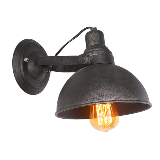 Frendorf | 1 Glühbirne Kuppel Wandlampe Licht Antik Stil Schwarz/Rost Schmiedeeisen Wandmontage Licht für Flur