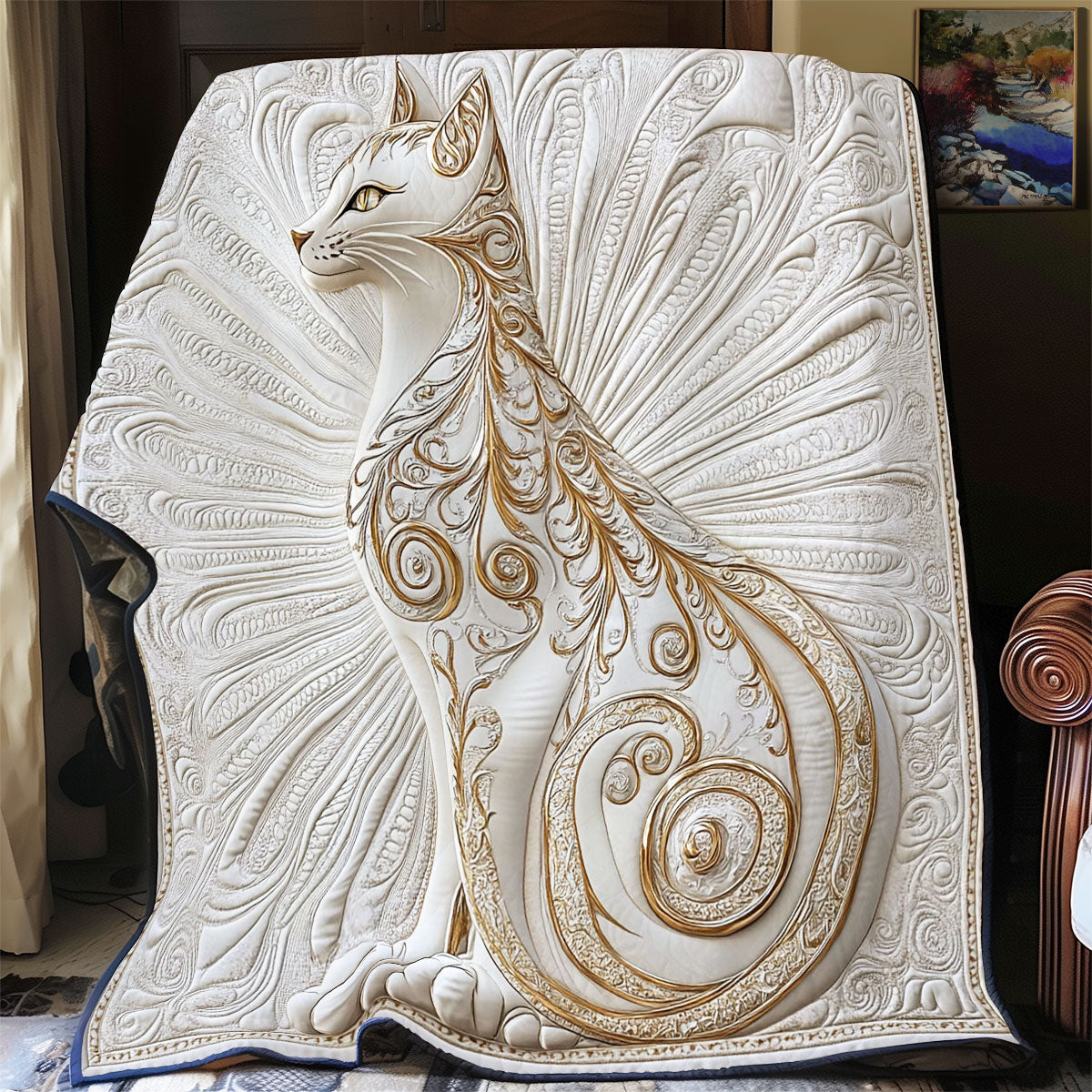 Weißgold Katzen Quilt