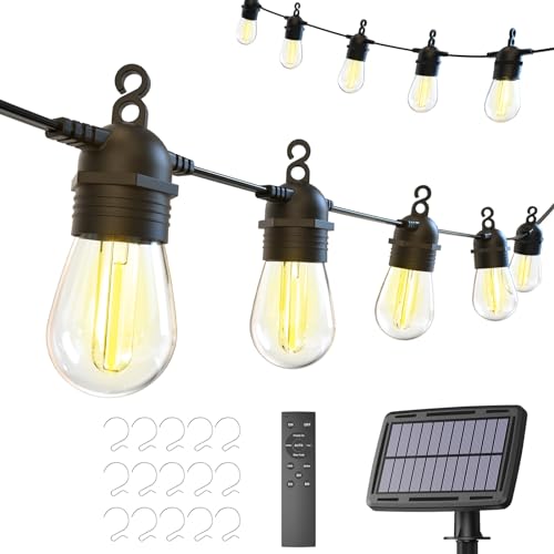 52FT Solar Lichterkette für den Außenbereich mit Fernbedienung, Warmweiß