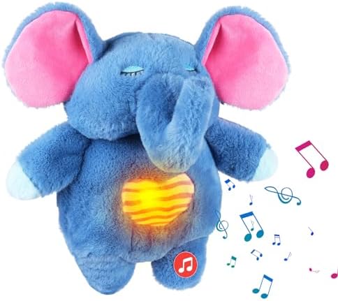Frendorf | Sovetryg Plüschelefant – Beruhigendes Kuscheltier mit Atmung, Licht und Geräuschen