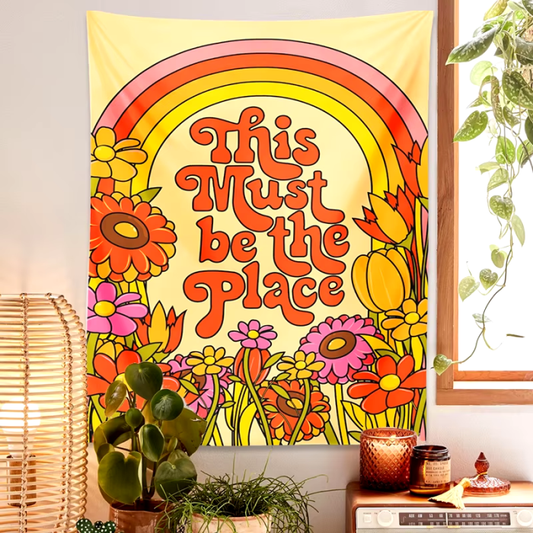 Retro Vibes Floral Wandteppich