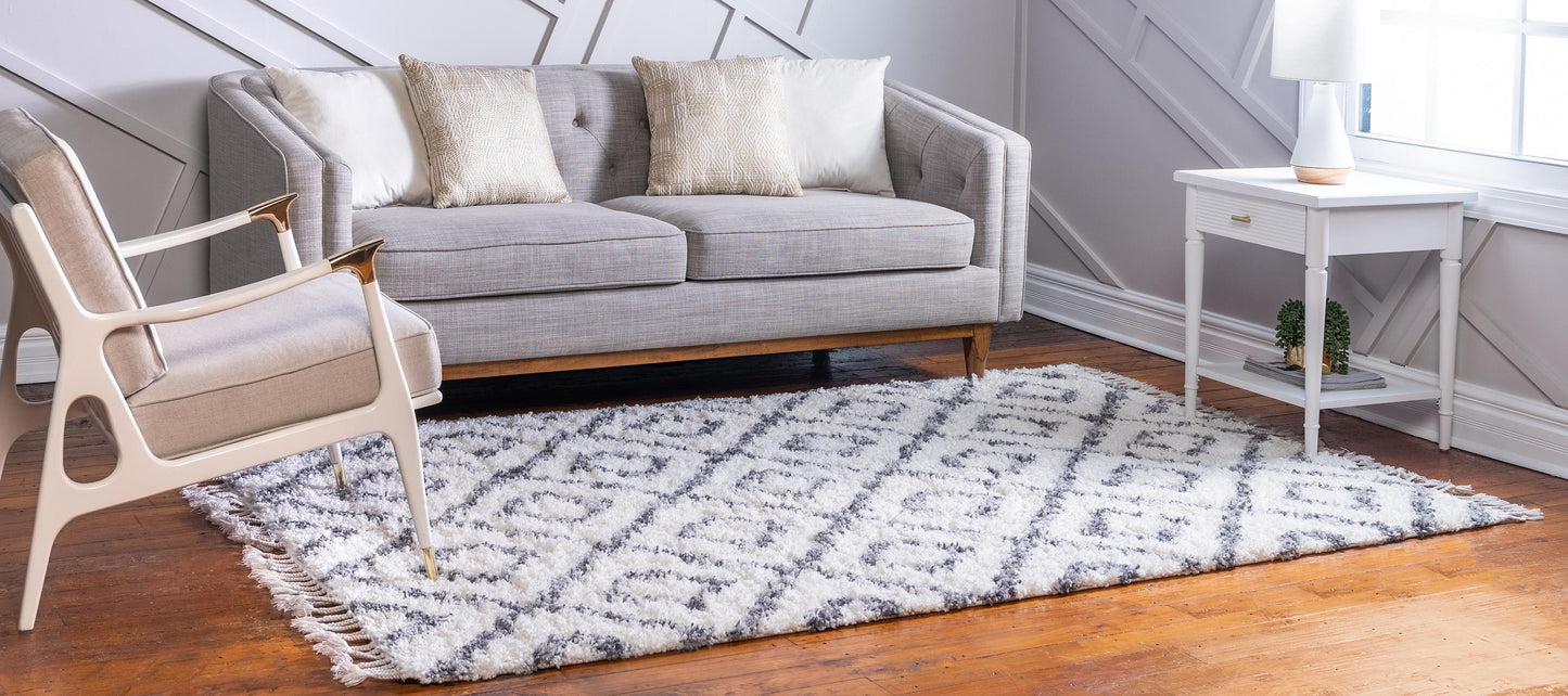 Frendorf | DiamondLuxe Shag - Teppich mit Diamantmuster | Shaggy Hochflorteppich | Weich & Modern | Perfekt für Wohnzimmer