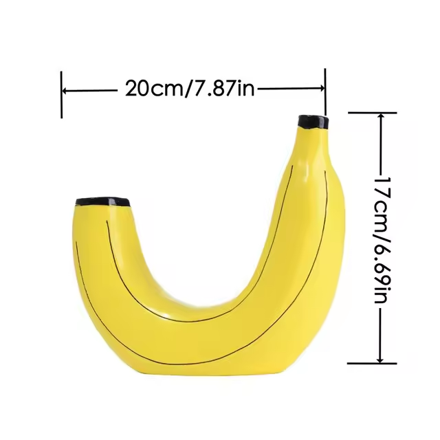Frendorf | BananaBloom Design Keramik Vase | Kreative Dekoration für Zuhause | Moderne Bananenform | Boho Tischdeko