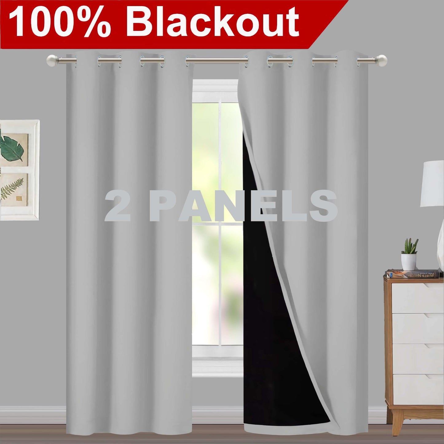 Klassische Blackout-Vorhänge mit Ösen – Thermisch isolierter, nicht bleichbarer Stoff für Wohnzimmer, Schlafzimmer, Küche, stilvolle Wohnkultur