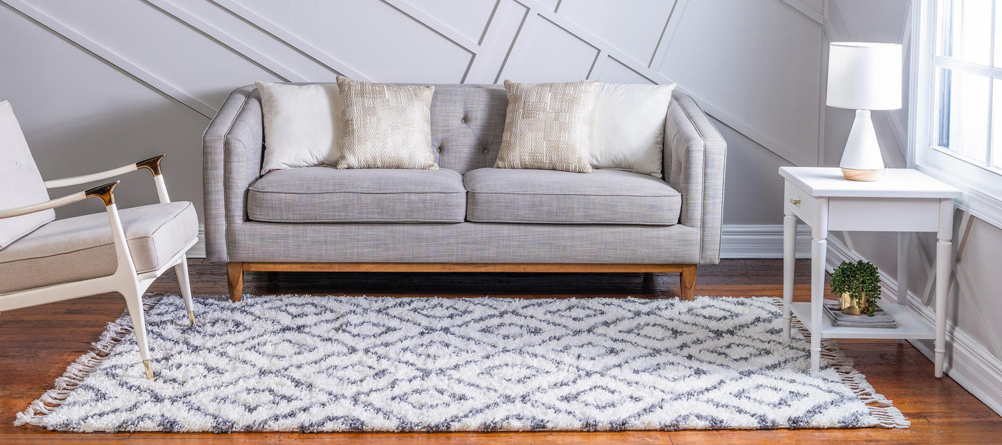 Frendorf | DiamondLuxe Shag - Teppich mit Diamantmuster | Shaggy Hochflorteppich | Weich & Modern | Perfekt für Wohnzimmer