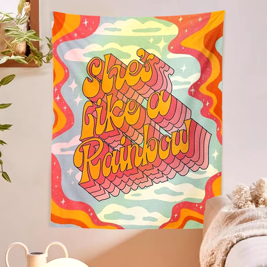 Retro Regenbogen Wandteppich