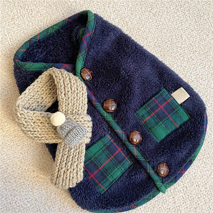 Frendorf | CozyPup Kariertes Winter-Hundejacke Set | Mit Schal | Stilvoll & Warm für kalte Tage