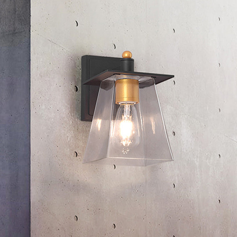 Frendorf | Klarglas Schwarze Wandlampe Beleuchtung Zylinder/Halbkreis/Rechteck 1-Licht Industrie Lichtarmatur, 6"/8" Breit