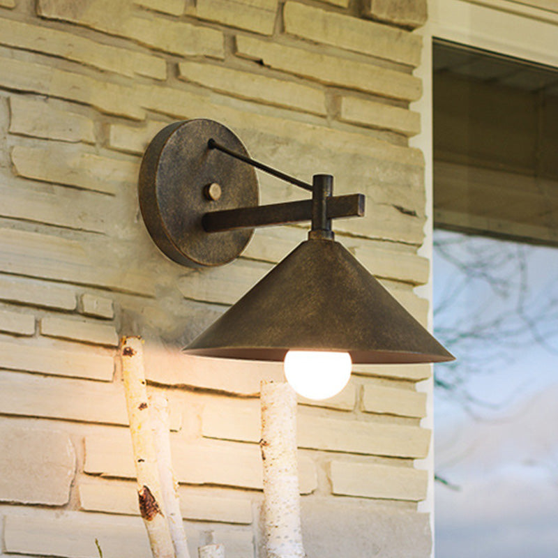 Frendorf | 1 Lichtmetalen Wandlamp Licht Industrieel Verouderd Zilver/Bronze Kegel Eetkamer Verlichtingsarmatuur