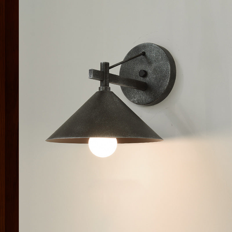 Frendorf | 1 Lichtmetalen Wandlamp Licht Industrieel Verouderd Zilver/Bronze Kegel Eetkamer Verlichtingsarmatuur