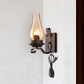 Frendorf | 1 Licht Kerzenwandlamp Vintage Industrieel Zwart Cognac Glas Verlichting in Zwart met Stekkerdraad