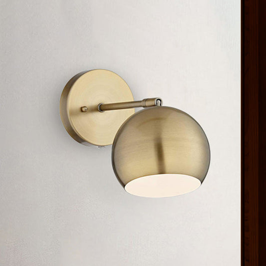 Frendorf | Ein Glühlampe Wandleuchte mit rundem Schirm Metall Industriell Wohnzimmer Wandbeleuchtung in Messing