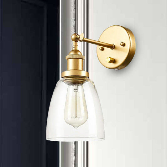 Frendorf | Klar Glas Messing Wandleuchte Kegel 1-Glühbirne Industrie Wandlampe für Wohnzimmer