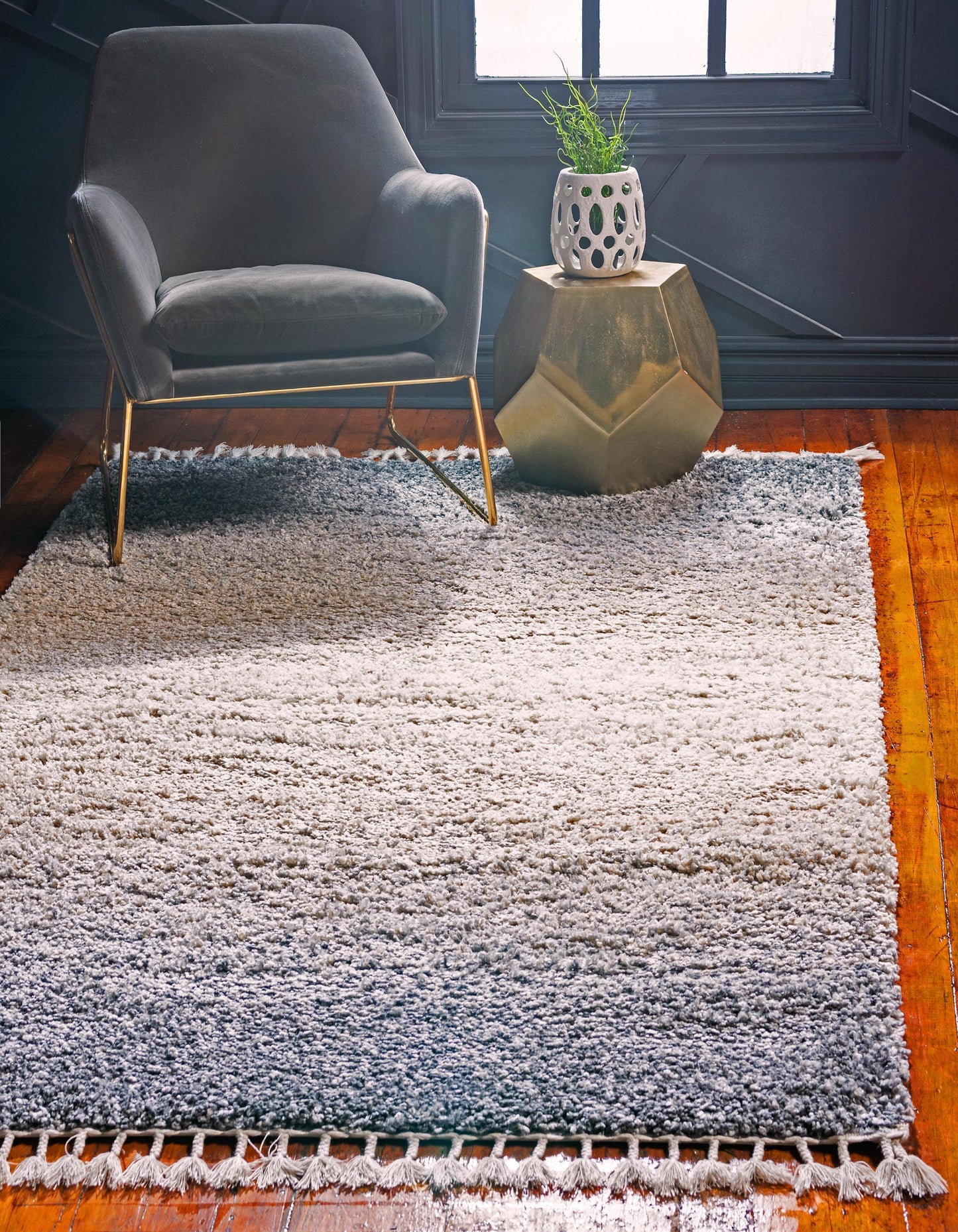 Frendorf | Velviona Gradient Shaggy Teppich | Weicher Hochflorteppich | Modernes Farbverlauf-Design