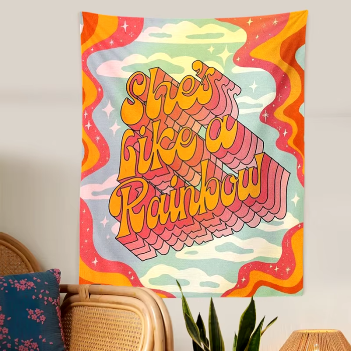 Retro Regenbogen Wandteppich
