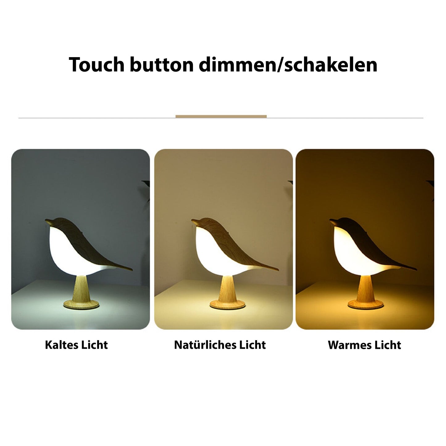 Frendorf | BirdGlow Dekorative Tischleuchte | Stilvolle Designer Lampe | Natürliche Materialien | Exklusive Deko für Zuhause