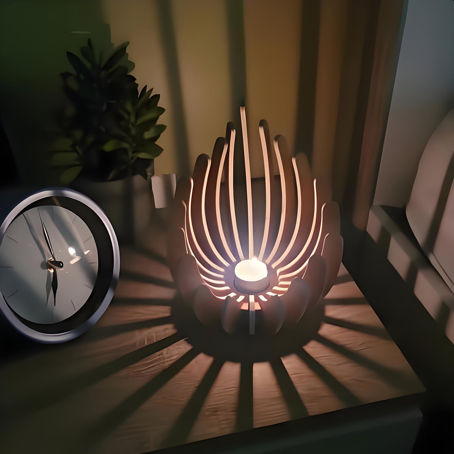 Frendorf | Bohemian Lotus Kerzenhalter – Handgefertigtes Schichten-Holzdesign