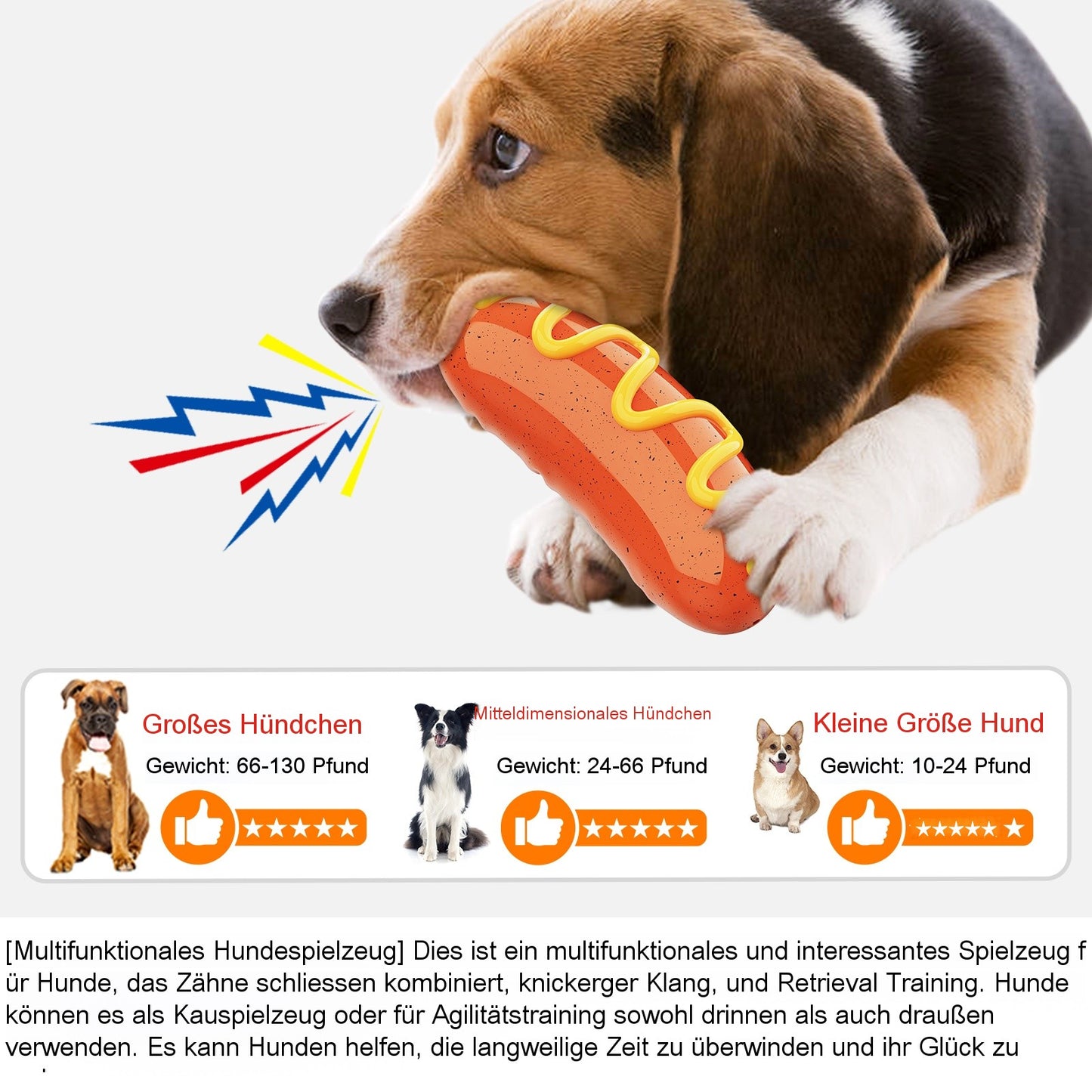Amerikanisches Wurst Quietschspielzeug für Hunde