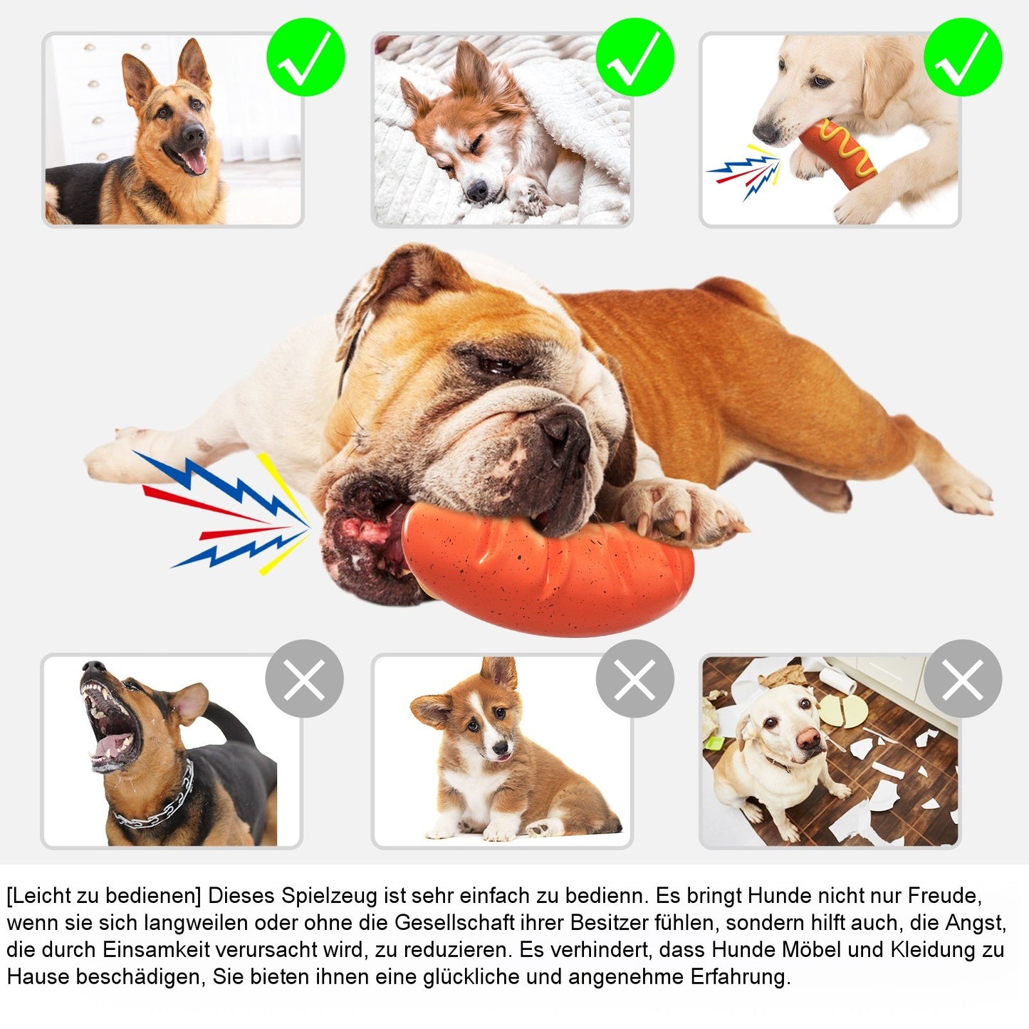 Amerikanisches Wurst Quietschspielzeug für Hunde