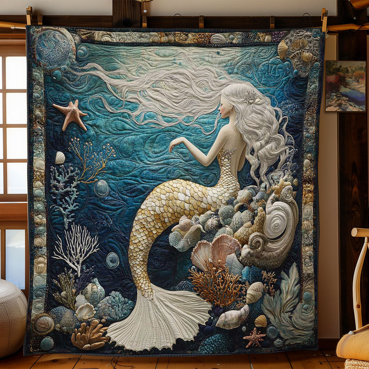 Goldene Meerjungfrau Quilt