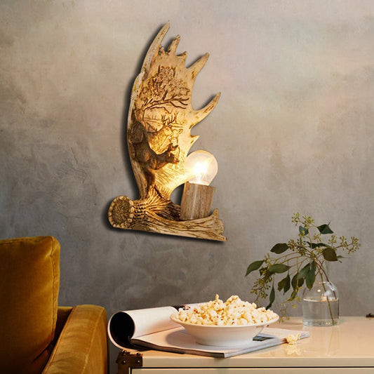 Frendorf | 1 Licht Marmor Wandleuchte Moderner Stil Bronze Zylinder Esszimmer Wandleuchte mit Elch