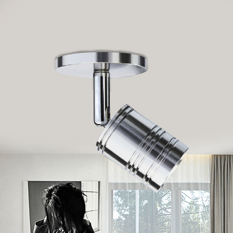 Frendorf | Verchroomde cilindervormige wandverlichting industriële stijl metaal 1 licht bedside verstelbare wandlamp
