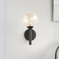 Frendorf | Klares strukturiertes Glas schwarzer Wandlicht runde 1-Lichter moderne Wandleuchte für Schlafzimmer