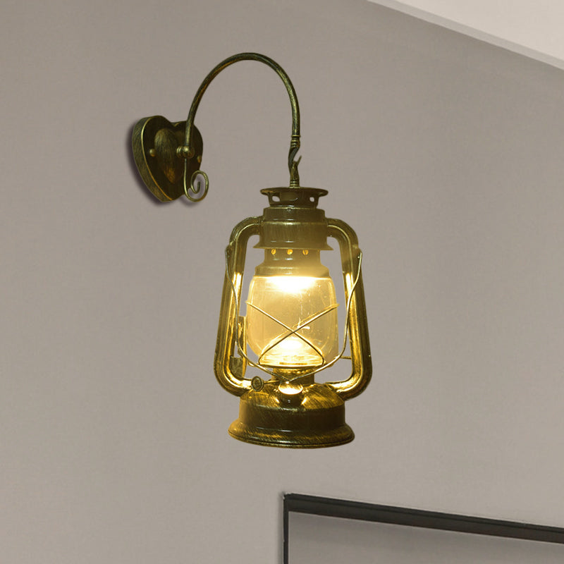 Frendorf | Coastal Lantern Wandverlichting Fixture 1 Gloeilamp Helder Glas Wandlamp in Zwart/Bronze/Koper voor Gang