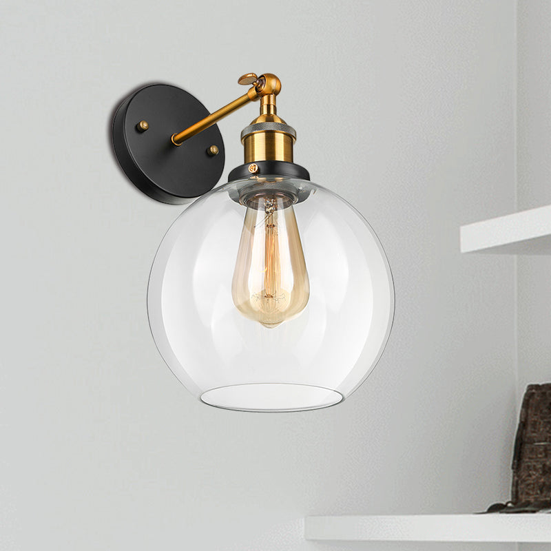 Frendorf | Sferische Woonkamer Wandlamp Fixture Industrieel Helder Glas 1 Lichts Brass Wandlamp