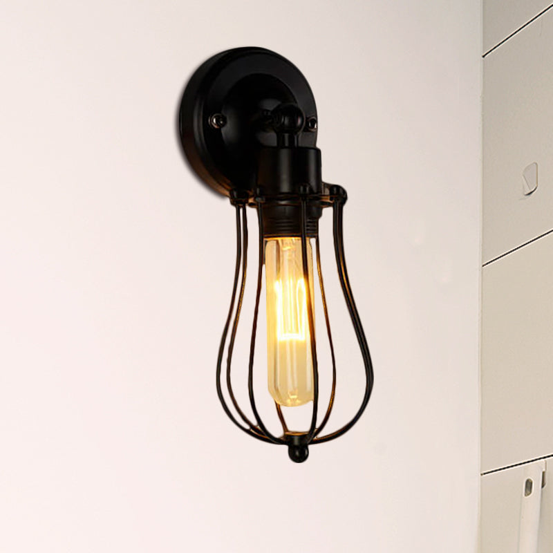 Frendorf | Metal Bulb Vormen Wandmontage Licht met Kooi Schaduw Industriële Vintage 1/2-Licht Restaurant Wandlamp in Zwart/Nikkel