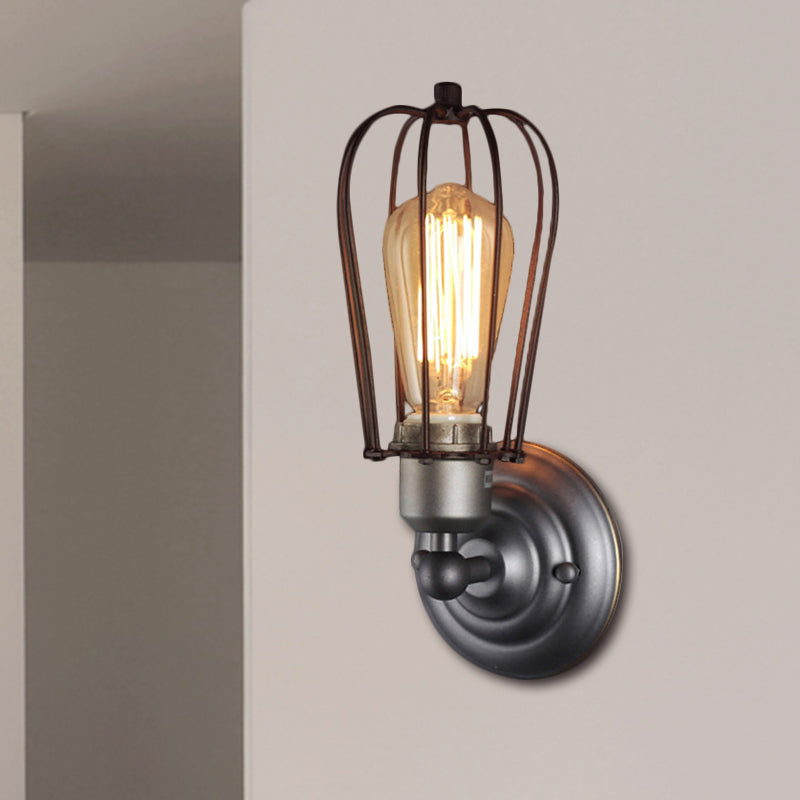 Frendorf | Metal Bulb Vormen Wandmontage Licht met Kooi Schaduw Industriële Vintage 1/2-Licht Restaurant Wandlamp in Zwart/Nikkel