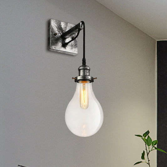 Frendorf | Schwarzer Glühbirnen-Schirm Wandleuchte Industriell Klarglas 1 Licht Wohnzimmer Wandleuchten-Leuchte